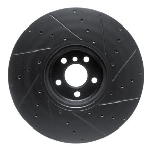 BMW i5 Brake Rotor (1) - Left Front - R1 Concepts - Drilled & Slotted - Black - `16-`25